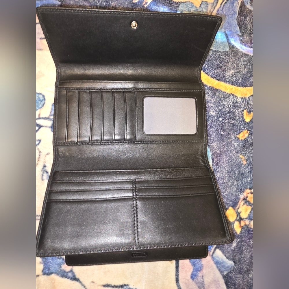 Coach Elegant Black Leather Wallet & Checkbook Cover Set - Picture 3 of 7